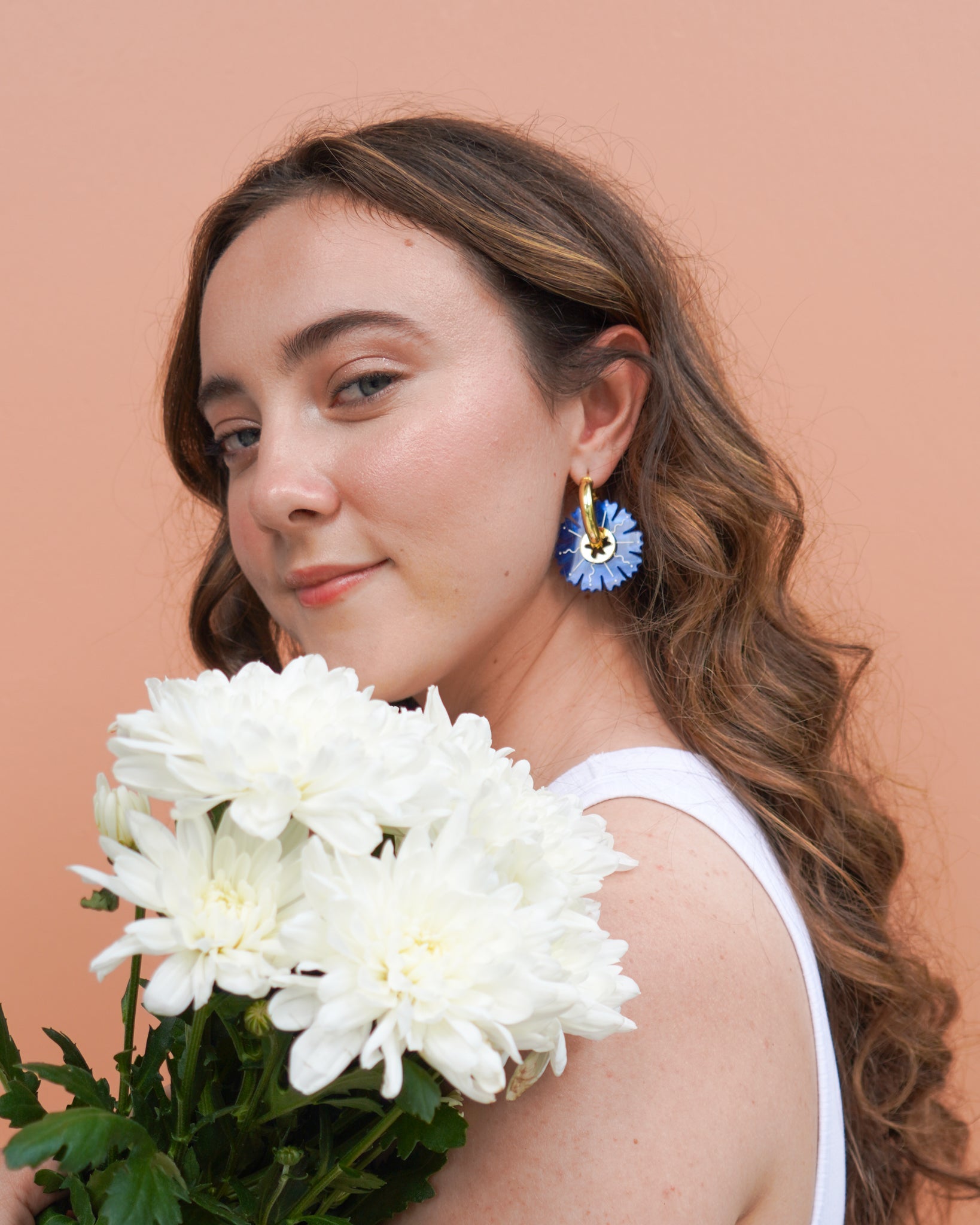Petal ~ Silver Thick Hoops