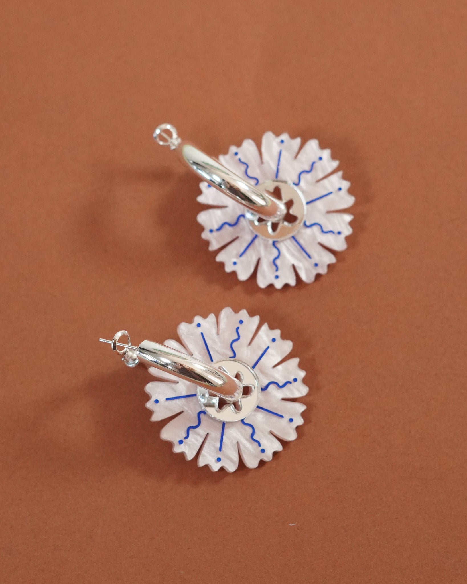 Petal ~ Silver Thick Hoops