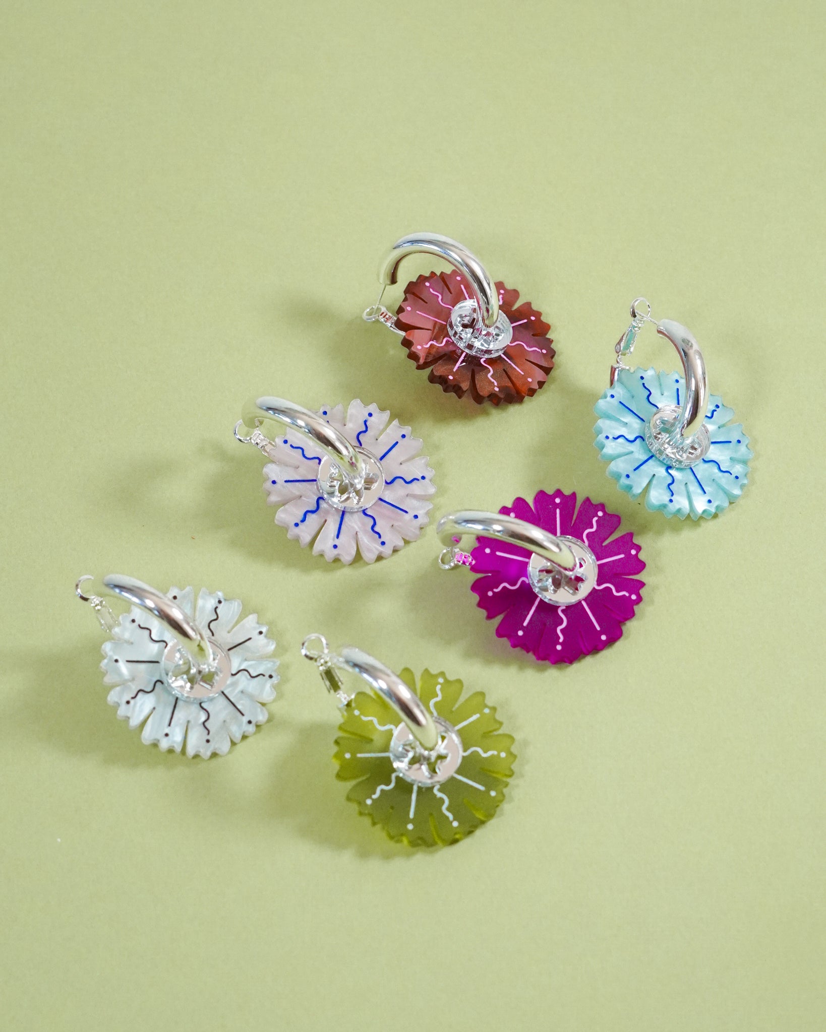 Petal ~ Silver Thick Hoops