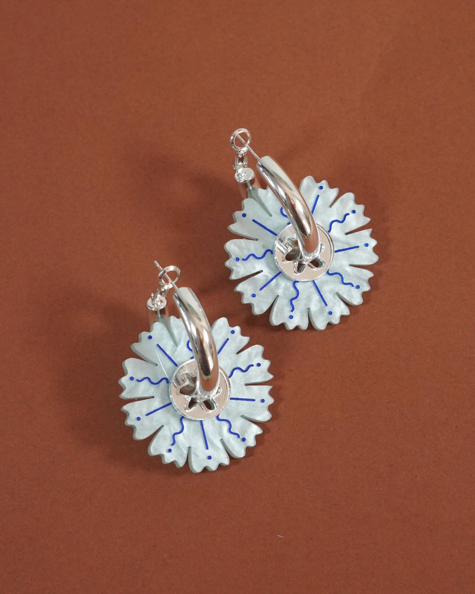 Petal ~ Silver Thick Hoops