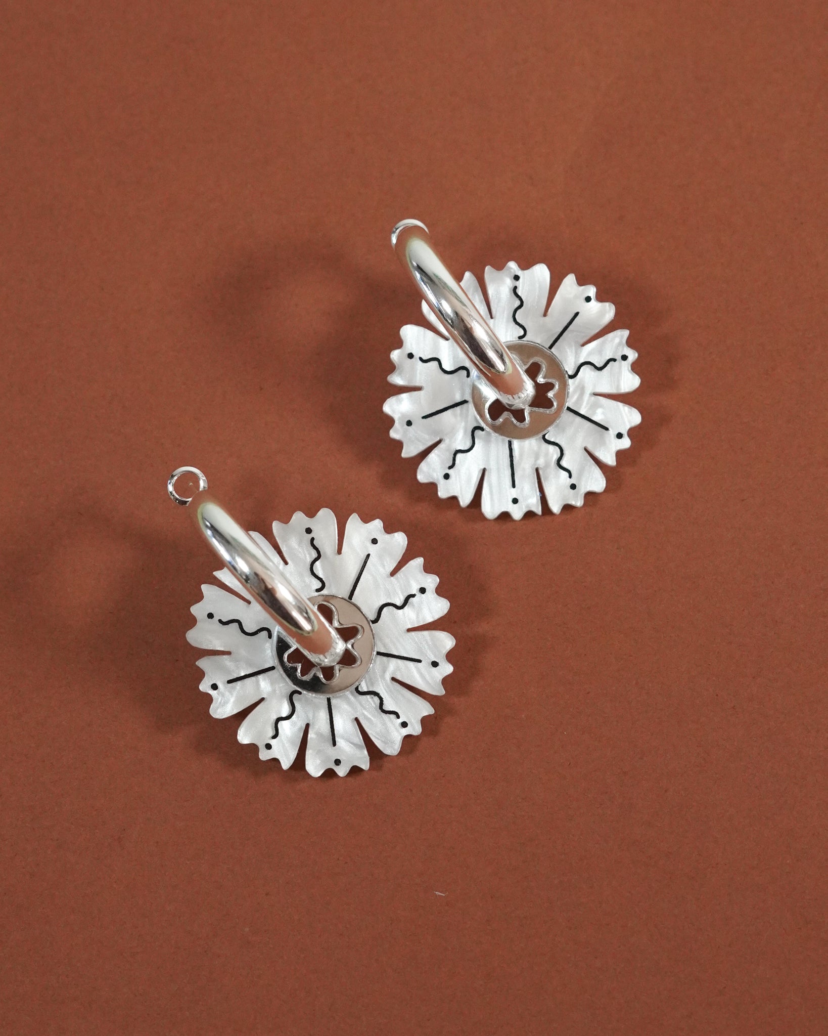 Petal ~ Silver Thick Hoops