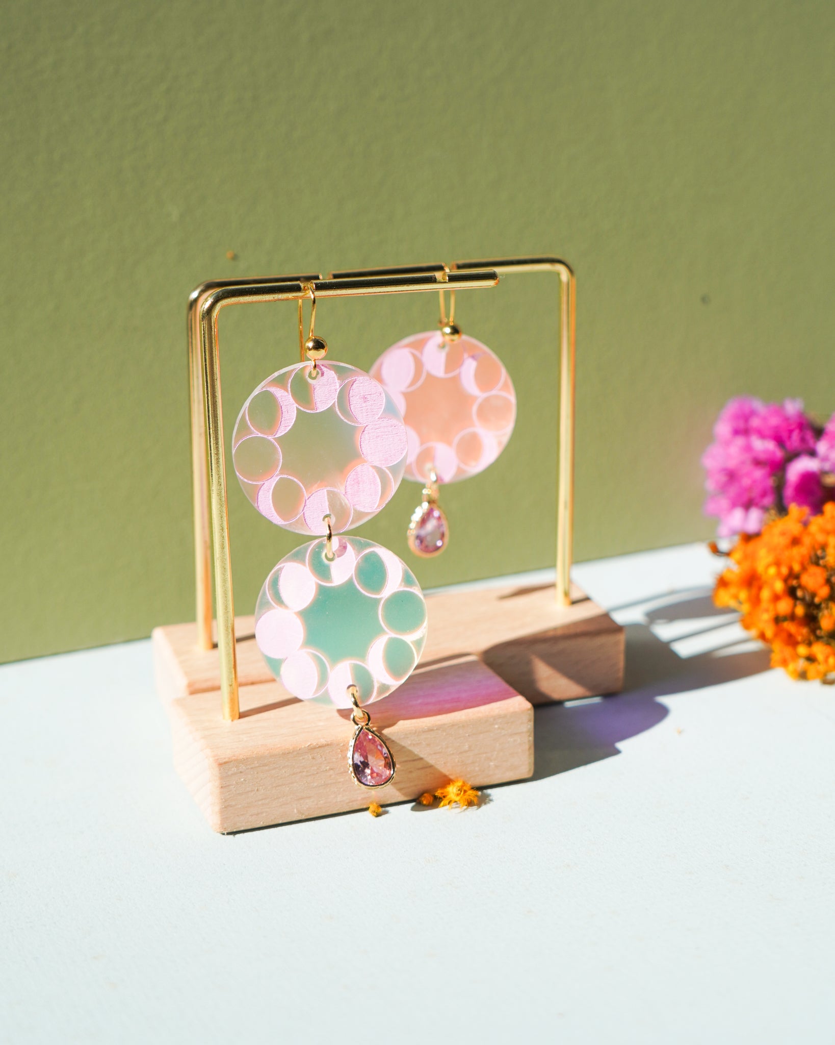 Moon Cycle Dangle ~ Pink